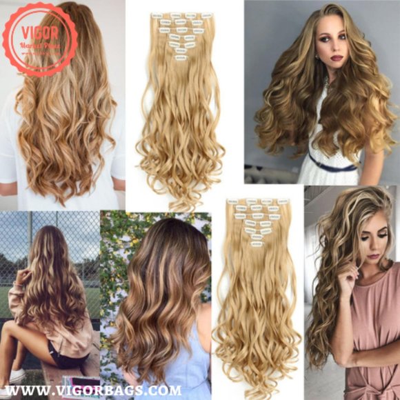 Long Straight Ponytail Hair Synthetic Extensions & Long Curly Wavy Hair 16 Clip main image 15